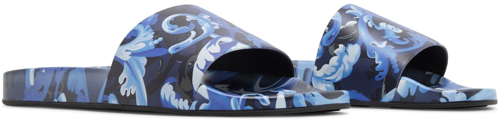 VERSACE 范思哲 Baroccoflage 印花拖鞋 藍色 Cheap VERSACE 范思哲 Baroccoflage 印花拖鞋 藍色