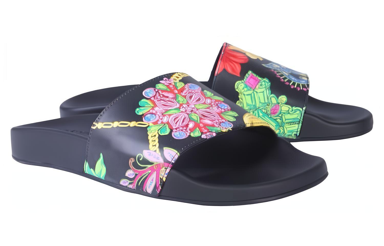 Lookbook Versace Selipar 'Hitam Bunga' DSU6210-D35VG-DNMC