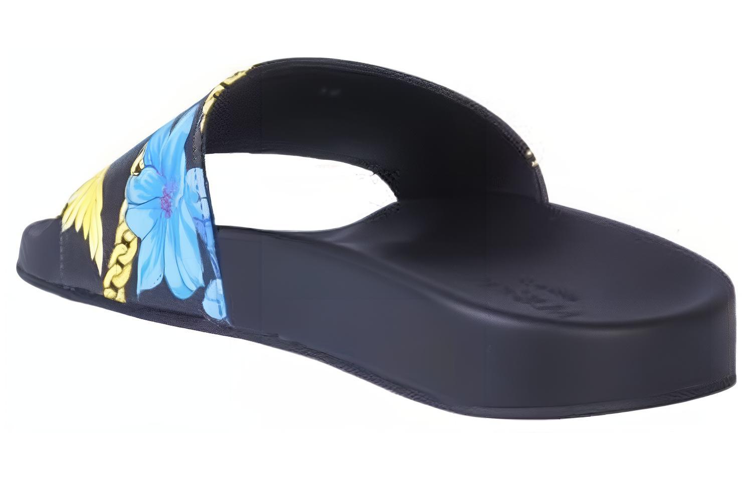 Shop Versace Selipar 'Hitam Bunga' DSU6210-D35VG-DNMC