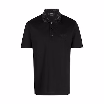VERSACE Slim Fit Embellished Casual Polo Shirt for Men - Black 1010612-1A07648-1B000