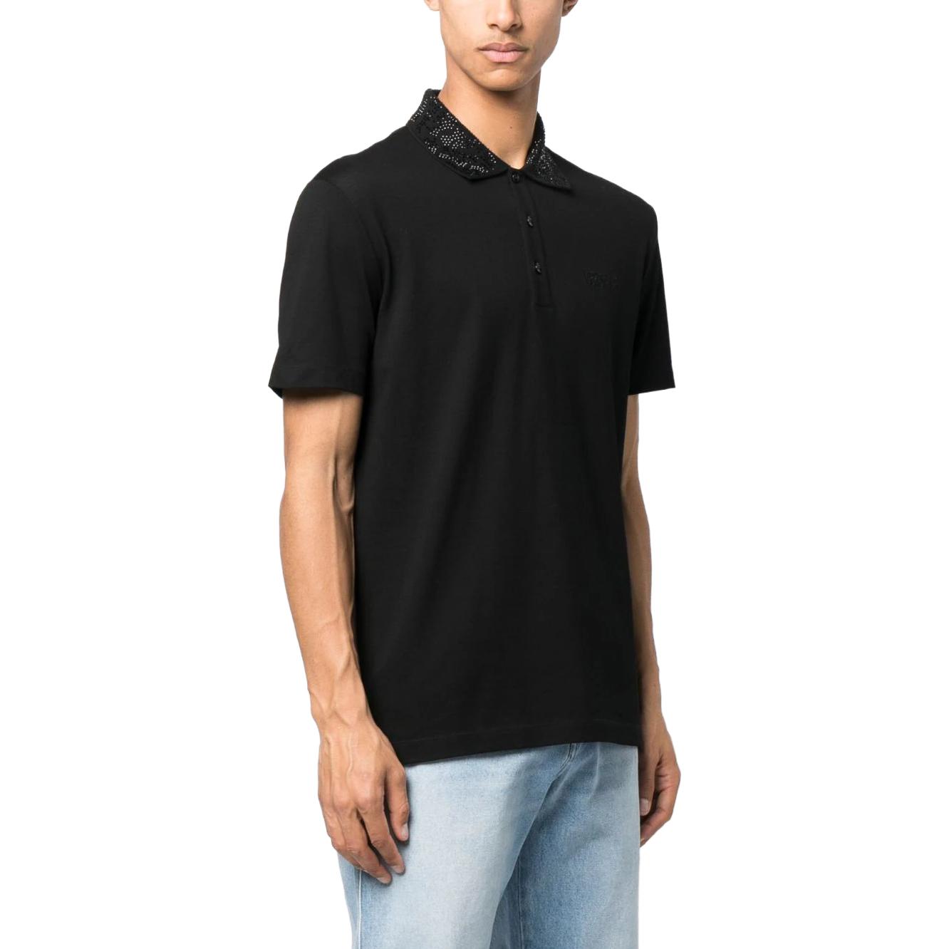 VERSACE Slim Fit Embellished Casual Polo Shirt for Men - Black 1010612-1A07648-1B000 圖 5