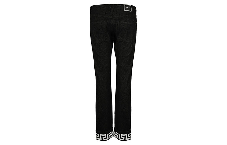 Lookbook VERSACE Vaqueros Slim Fit Negro con Dobladillo Diseño Llave Griega A86056-1F00655-1D040