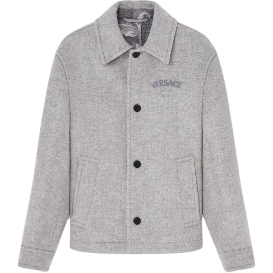 Versace Slim Fit Logo Collar Long Sleeve Jacket - Gray 1016211-1A11566-1EB60