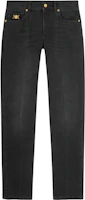 Versace Slim Fit Washed Logo Buckle Jeans Men’s Grey 1011693-1A09955-1D510 Versace Slim Fit Washed Logo Buckle Jeans Men’s Grey 1011693-1A09955-1D510