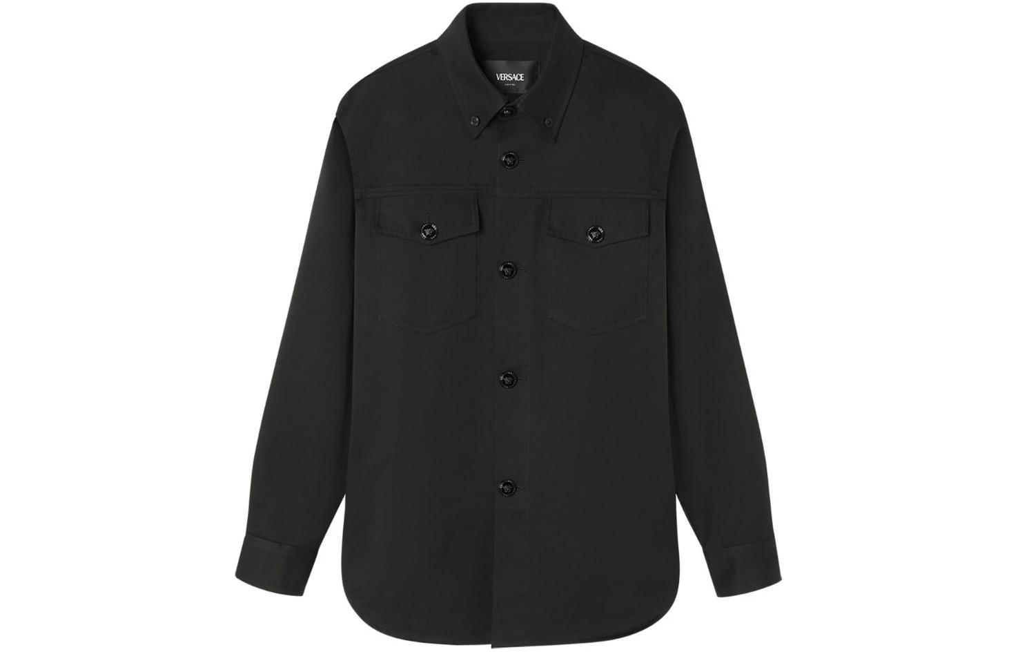 Versace Solid Black Single-Breasted Long Sleeve Jacket 1008738-1A10683-1B000