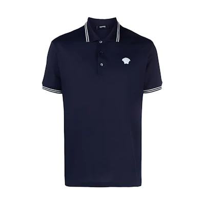Versace Solid Blue Slim Fit Short Sleeve Polo Shirt for Men 1013910-1A09860-1UI20