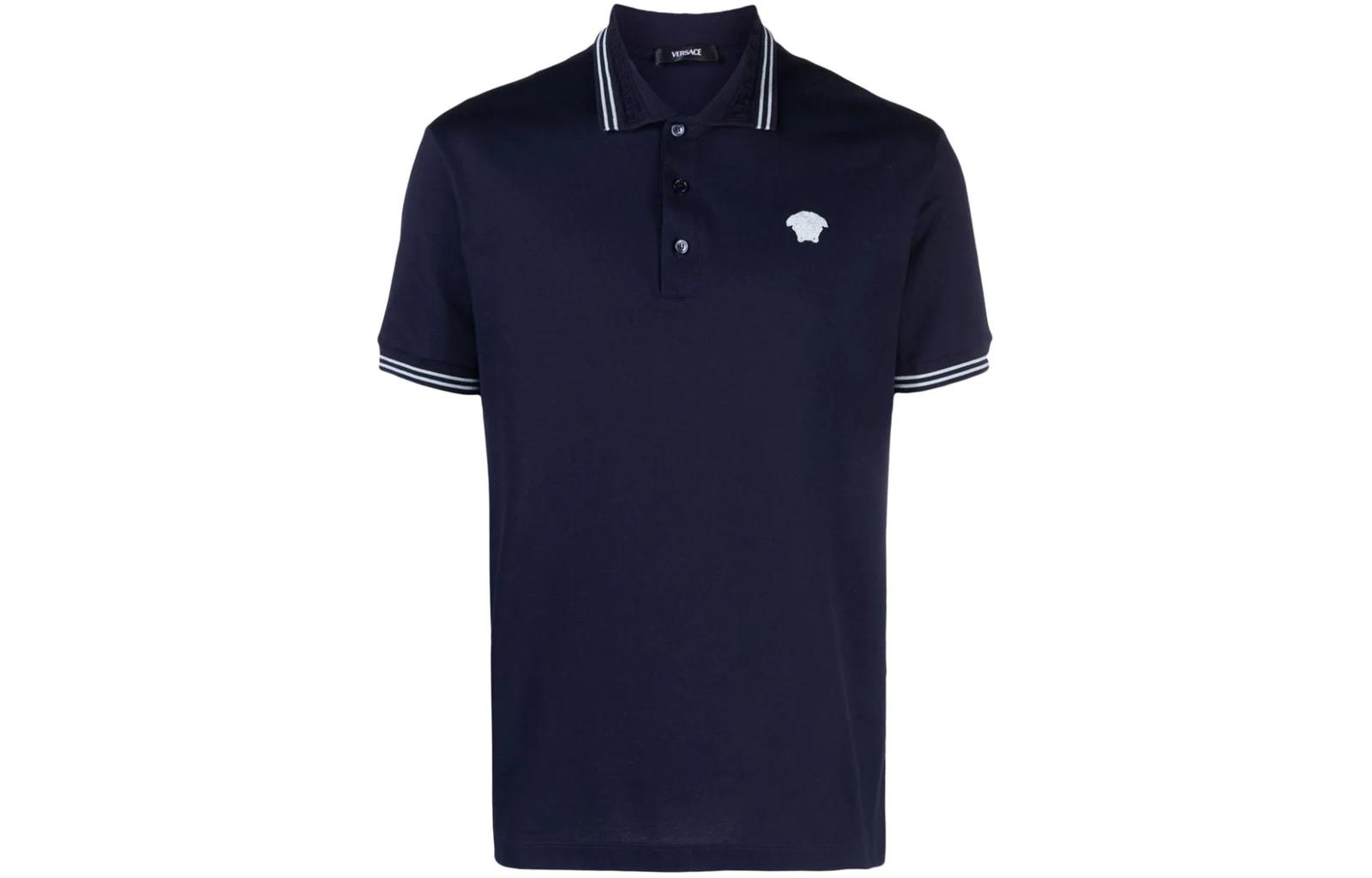 Versace Solid Blue Slim Fit Short Sleeve Polo Shirt for Men 1013910-1A09860-1UI20 圖 2