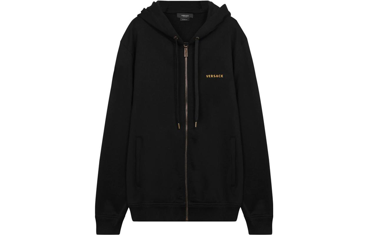 VERSACE Solid Color  Black Zip-Up Hoodie with Hood A87505-A231242-A1008 圖 2