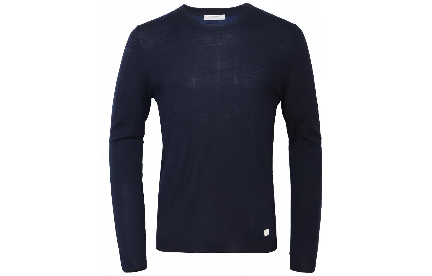 Versace Solid Color Crewneck Pullover Sweatshirt Deep Blue Style V700608-VK00095