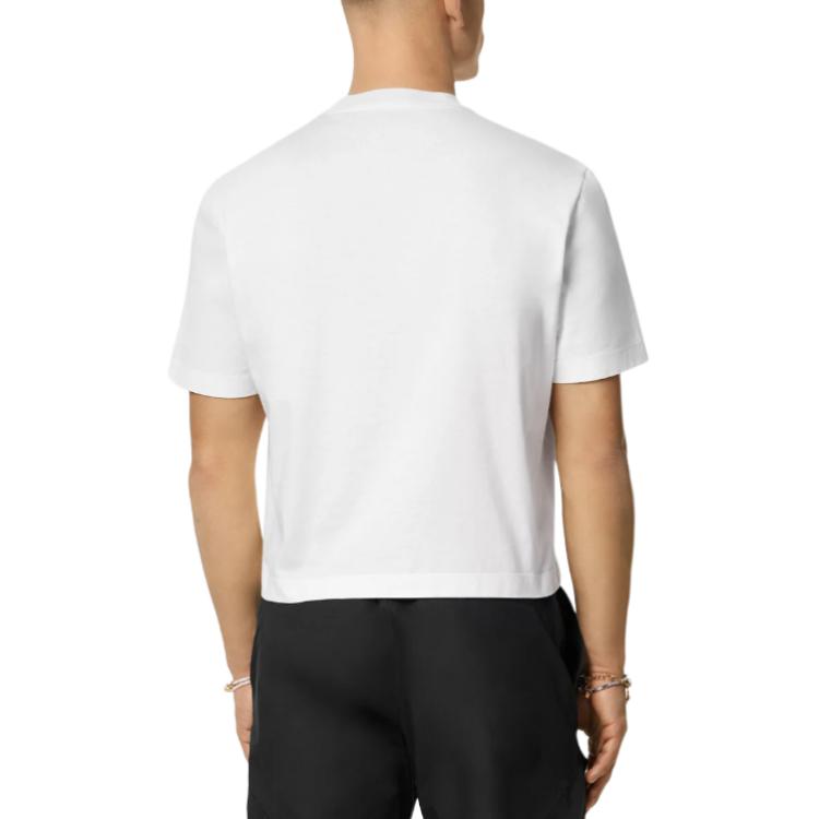 Versace Solid Color Logo Embroidery Crewneck Short Sleeve T-Shirt  White SS24 1015738-1A11054-1W000 圖 4