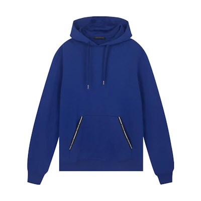 VERSACE Solid Color Logo Print Drawstring Hoodie Blue A81512S-A234889-A124