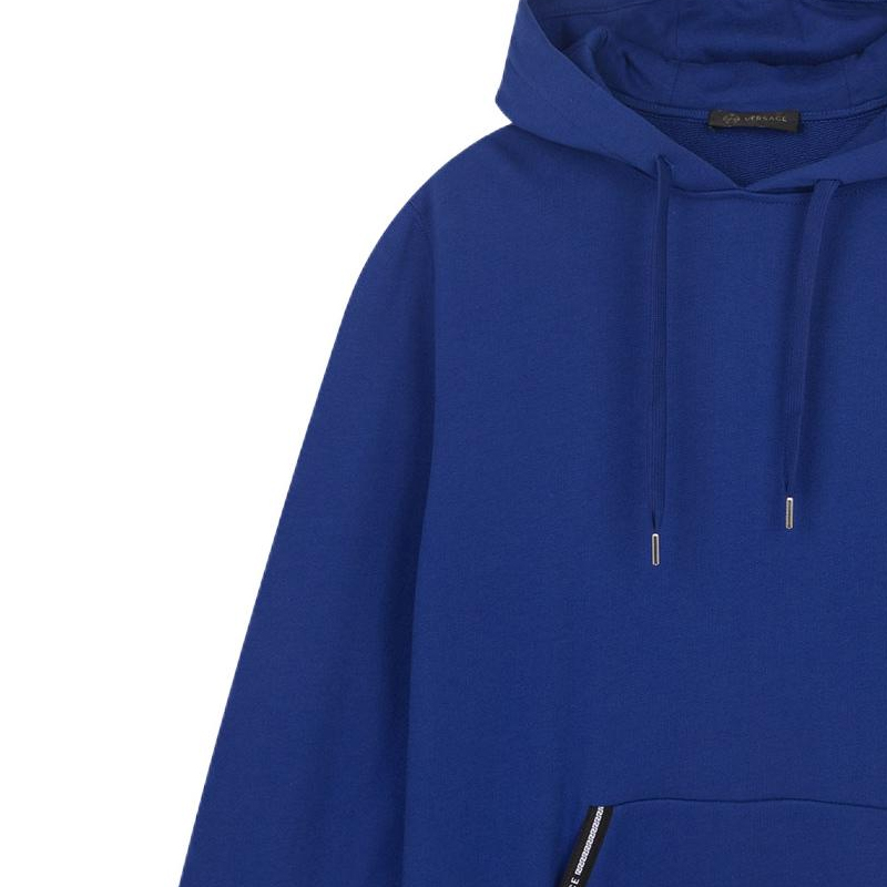 VERSACE Solid Color Logo Print Drawstring Hoodie Blue A81512S-A234889-A124 圖 5