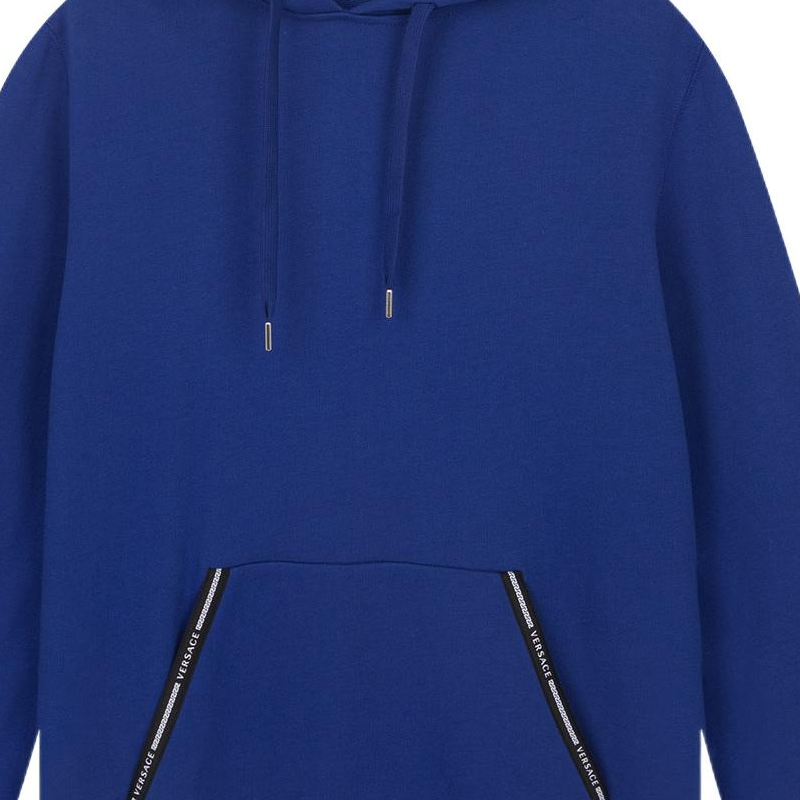 VERSACE Solid Color Logo Print Drawstring Hoodie Blue A81512S-A234889-A124 圖 6
