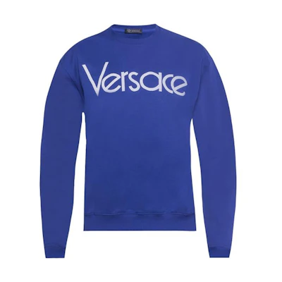 Versace Solid Color Printed Crewneck Long Sleeve Sweatshirt Blue A80470-A217878-A902P