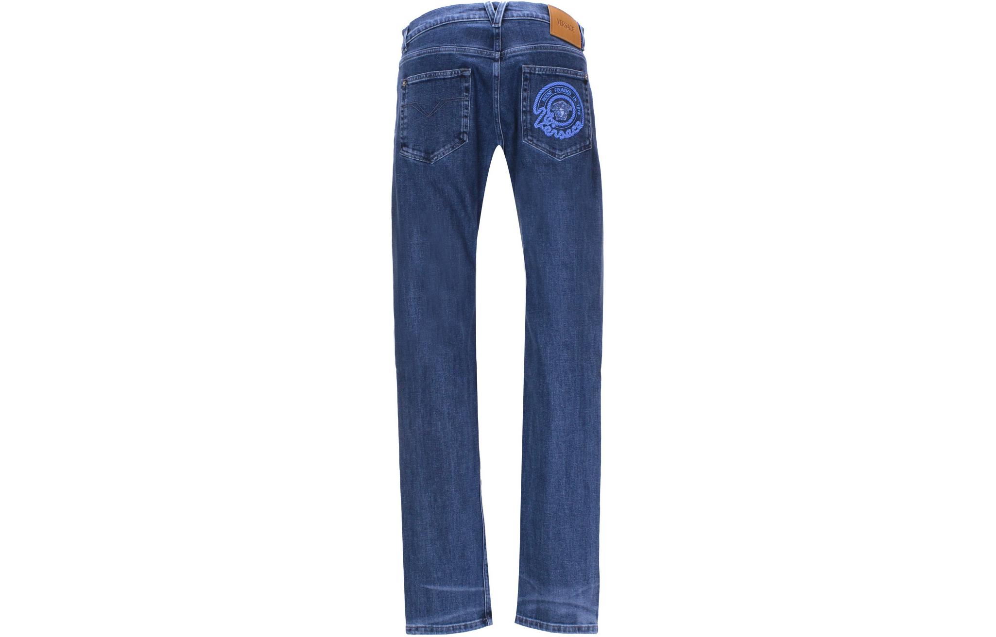 Lookbook Versace Pantalones Vaqueros Azul Ajustados de Corte Slim y Talle Medio 1013886-1A09779-1D520