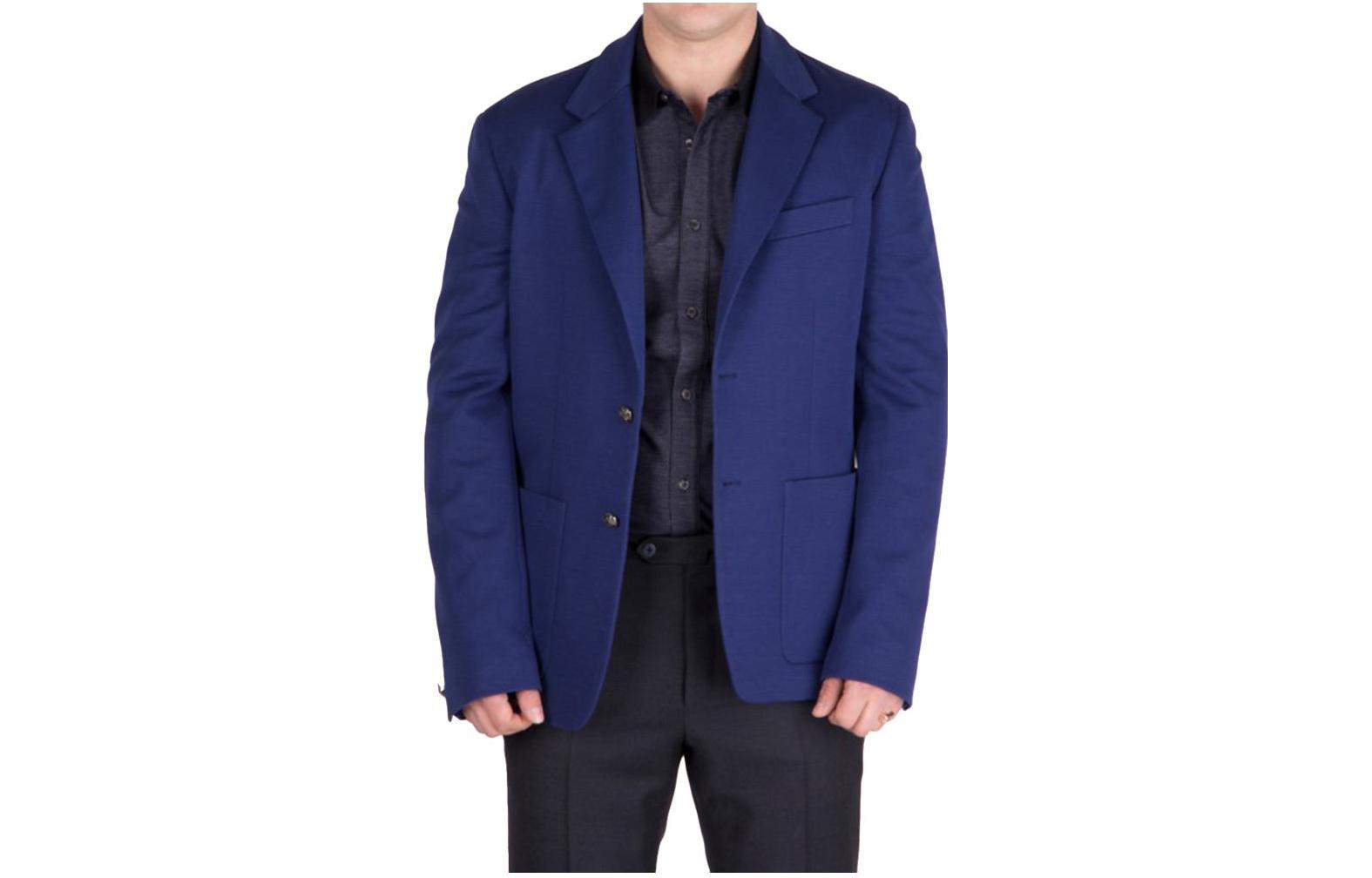 Versace Solid Color Two-Button Long-Sleeve Blazer - Blue A71181-A215381-A127