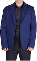 Versace Solid Color Two-Button Long-Sleeve Blazer - Blue A71181-A215381-A127 Versace Solid Color Two-Button Long-Sleeve Blazer - Blue A71181-A215381-A127
