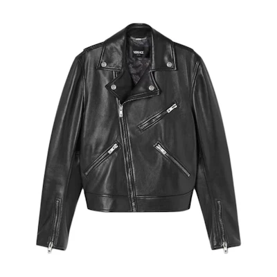 Versace Solid Color Zip-Up Short Jacket - Black Long Sleeve 1013570-1A00713-1B000
