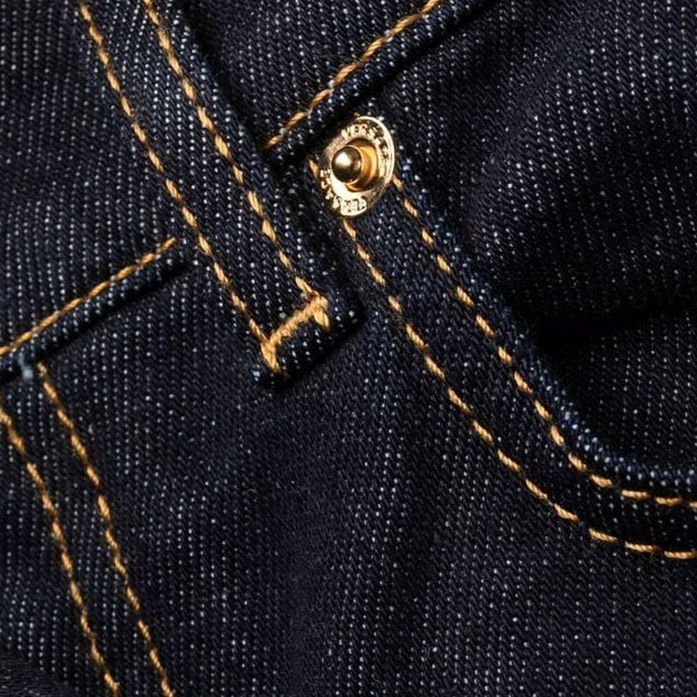 Sizing 베르사체 솔리드 커프드 진 블루. A86056-1A02837-2D340