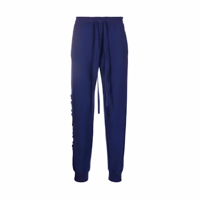 VERSACE Solid Drawstring Logo Tapered Casual Pants Blue 1001304A235893-1U600