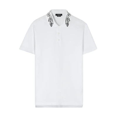 VERSACE Solid Embroidered Polo Shirt Short Sleeve 3078267 1006464-1A04464-1W000