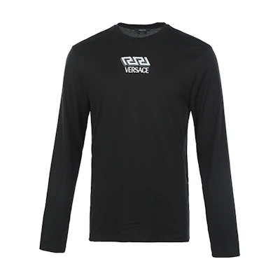 VERSACE Solid Long Sleeve T-Shirt Black 1002740-1A01814-1B000