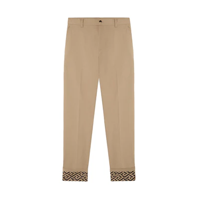 VERSACE Solid Loose-Fit Casual Wide-Leg Pants Khaki 1004049-1A02947-1K050