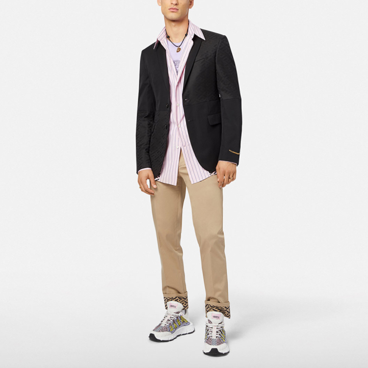 Lookbook VERSACE Solid Loose-Fit Casual Wide-Leg Pants Khaki 1004049-1A02947-1K050