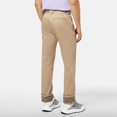 VERSACE Solid Loose-Fit Casual Wide-Leg Pants Khaki 1004049-1A02947-1K050 Shop VERSACE Solid Loose-Fit Casual Wide-Leg Pants Khaki 1004049-1A02947-1K050