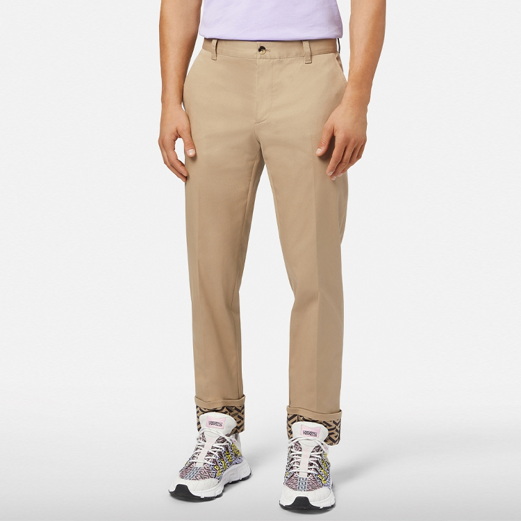 Purchase VERSACE Solid Loose-Fit Casual Wide-Leg Pants Khaki 1004049-1A02947-1K050