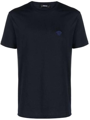 范思哲 男款純色深藍色圓領短袖T恤 1008481-1A08489-1UI20 Order 范思哲 男款純色深藍色圓領短袖T恤 1008481-1A08489-1UI20