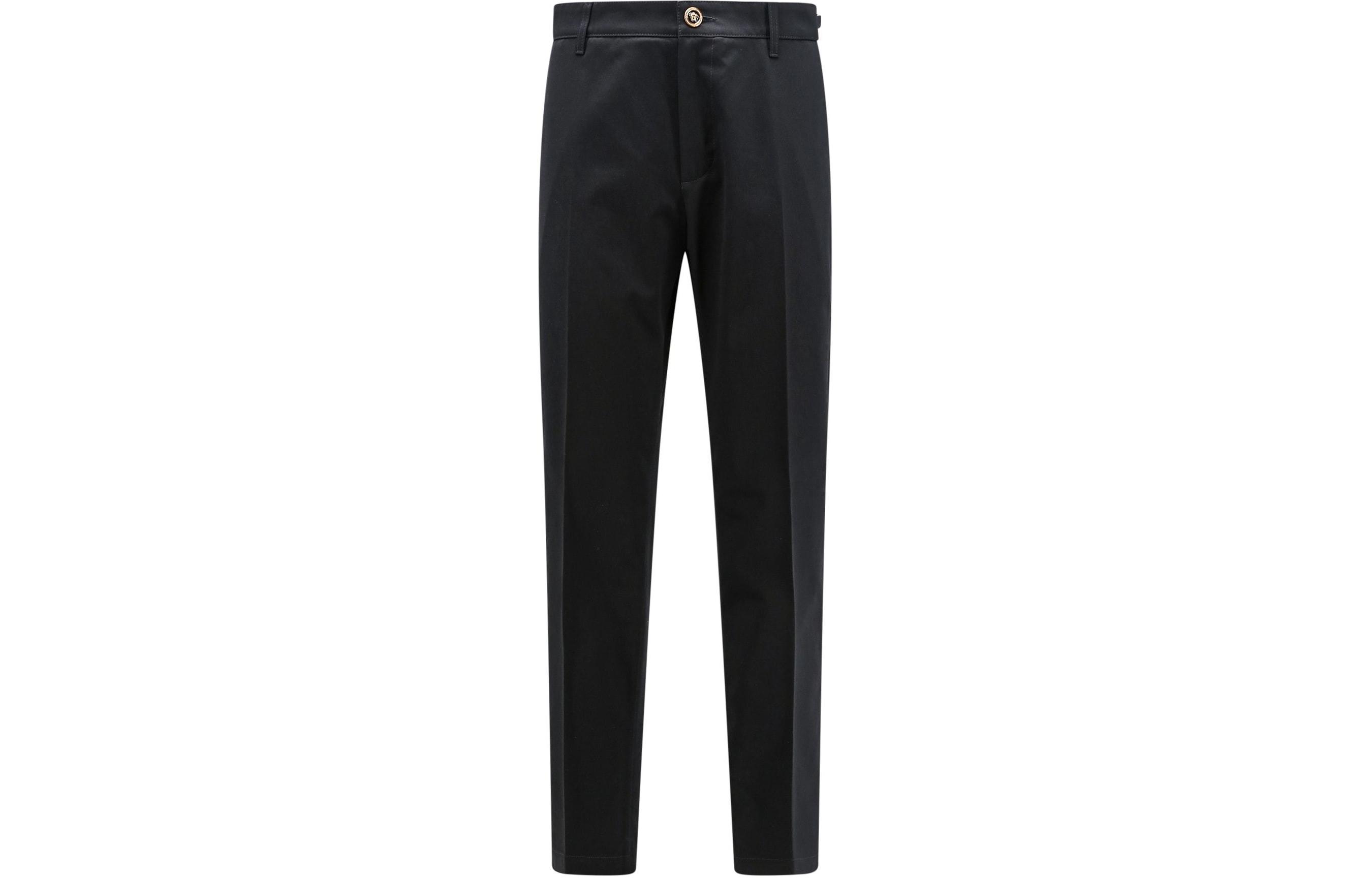 Order Versace Solid Straight-Leg Button Casual Pants Men’s Black 1010583-1A01718-1B000