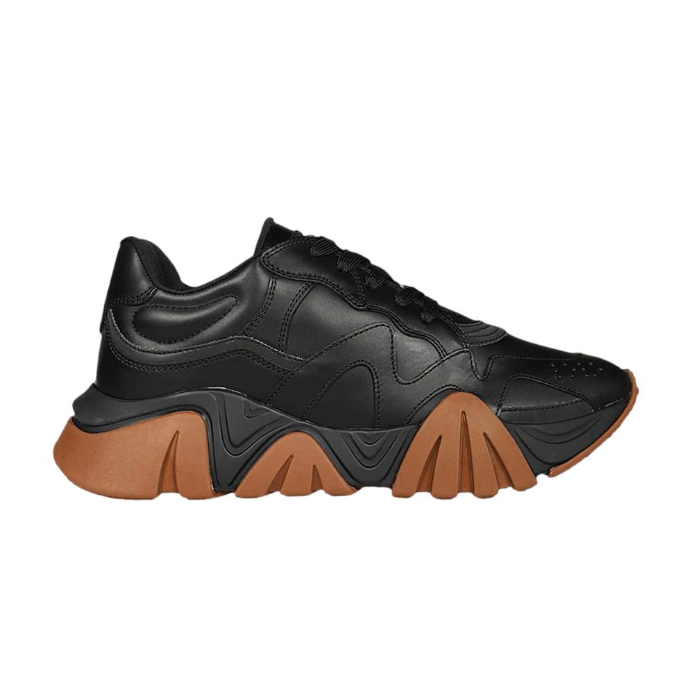 Buy 范思哲 VERSACE 男款 皮革 圓頭繫帶 低幫 休閒運動鞋 黑色