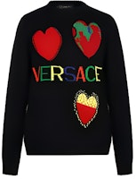 VERSACE SS20 Heart Logo Wool Sweater - Black A83617-A230678-A708 VERSACE SS20 Heart Logo Wool Sweater - Black A83617-A230678-A708