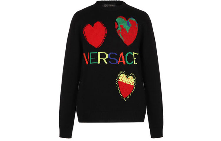 Order VERSACE SS20 心型Logo羊毛毛衣 - 黑色 A83617-A230678-A708