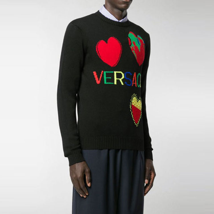 Purchase VERSACE SS20 心型Logo羊毛毛衣 - 黑色 A83617-A230678-A708