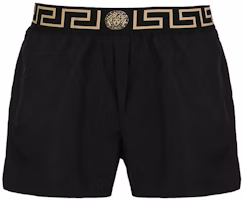 VERSACE SS21 Logo Print Casual Shorts Black ABU01022-A232415-A80G VERSACE SS21 Logo Print Casual Shorts Black ABU01022-A232415-A80G