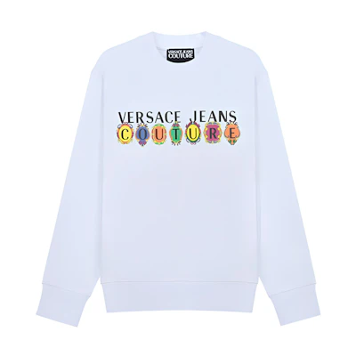Versace SS21 Cotton Crewneck Long-Sleeve Sweatshirt White B7GWA7PC-30456-003