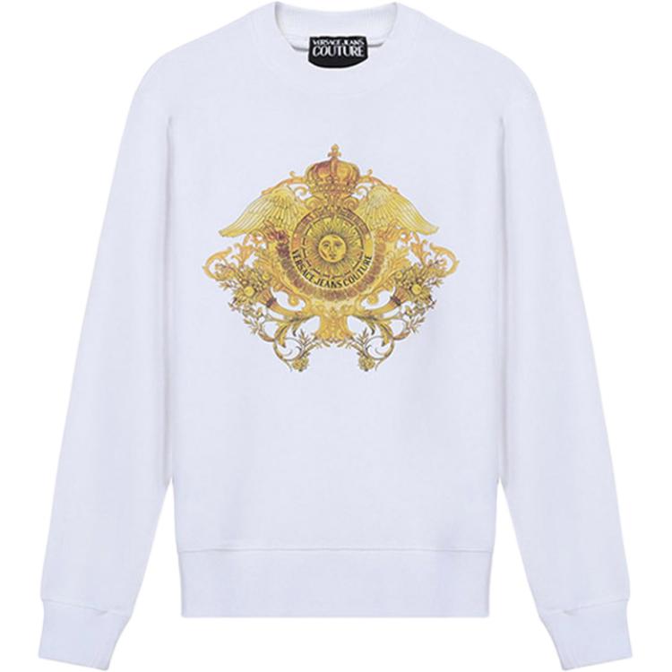 Versace SS21 Gold Baroque Print Cotton Sweatshirt White B7GWA741-30453-003