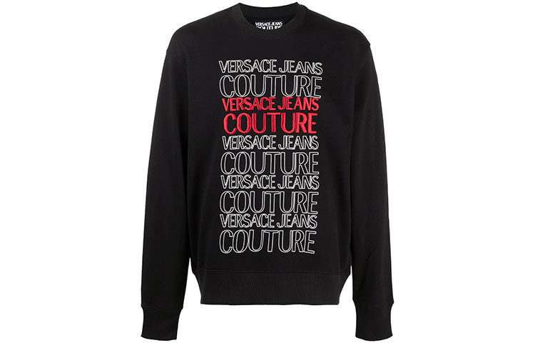 Versace SS21 Logo Embroidered Sweatshirt Black B7GWA7UT-30453-K42