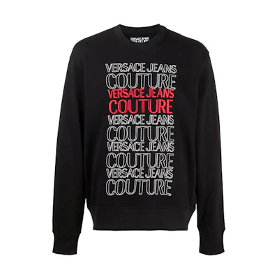 Versace SS21 Logo Embroidered Sweatshirt Black B7GWA7UT-30453-K42