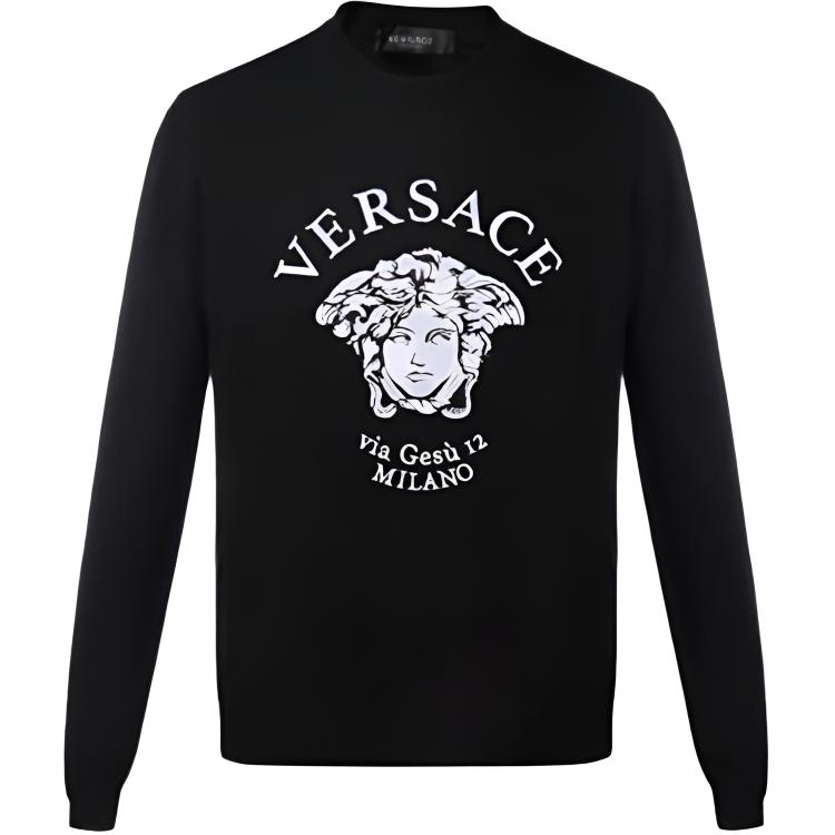 VERSACE SS21 Medusa Wool Blend Black Long Sleeve Sweater A88687-A237530-1B000