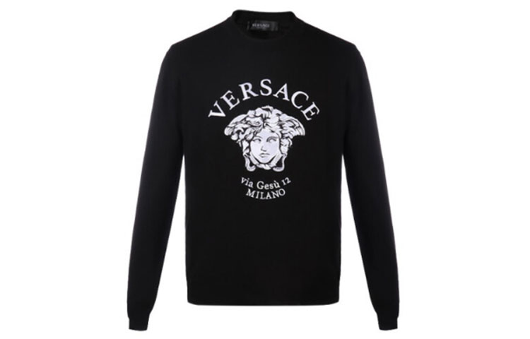 Order VERSACE SS21 Suéter Negro de Lana Mezcla con Manga Larga Medusa A88687-A237530-1B000