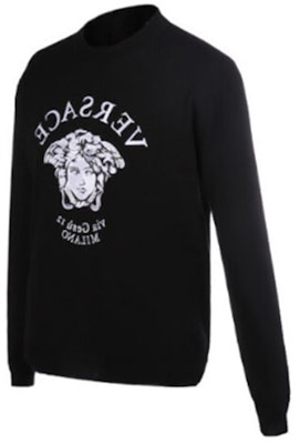VERSACE SS21 Suéter Negro de Lana Mezcla con Manga Larga Medusa A88687-A237530-1B000 Shop VERSACE SS21 Suéter Negro de Lana Mezcla con Manga Larga Medusa A88687-A237530-1B000