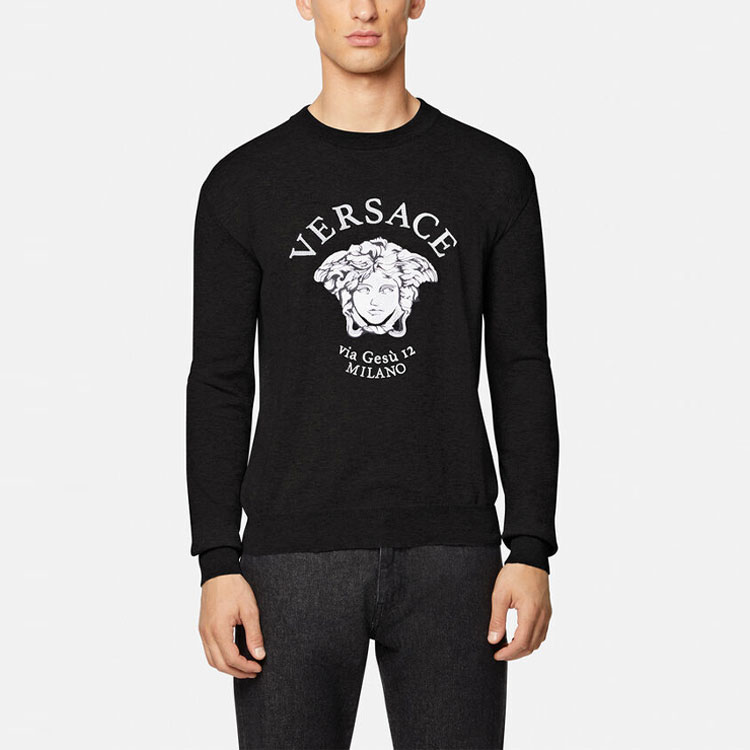 Details for VERSACE SS21 Suéter Negro de Lana Mezcla con Manga Larga Medusa A88687-A237530-1B000