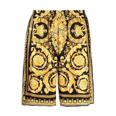VERSACE SS22 Barocco Print Silk Knee-Length Shorts Multicolor. 10024761A03044-5B000