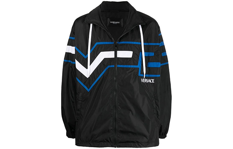Order VERSACE SS22  Baroque Logo Print Track Jacket - Black 10036411-A02513-1B000