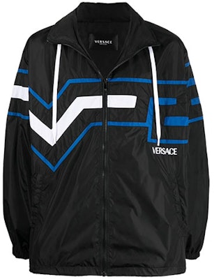 VERSACE SS22 Baroque Logo Print Track Jacket - Black 10036411-A02513-1B000 Order VERSACE SS22 Baroque Logo Print Track Jacket - Black 10036411-A02513-1B000