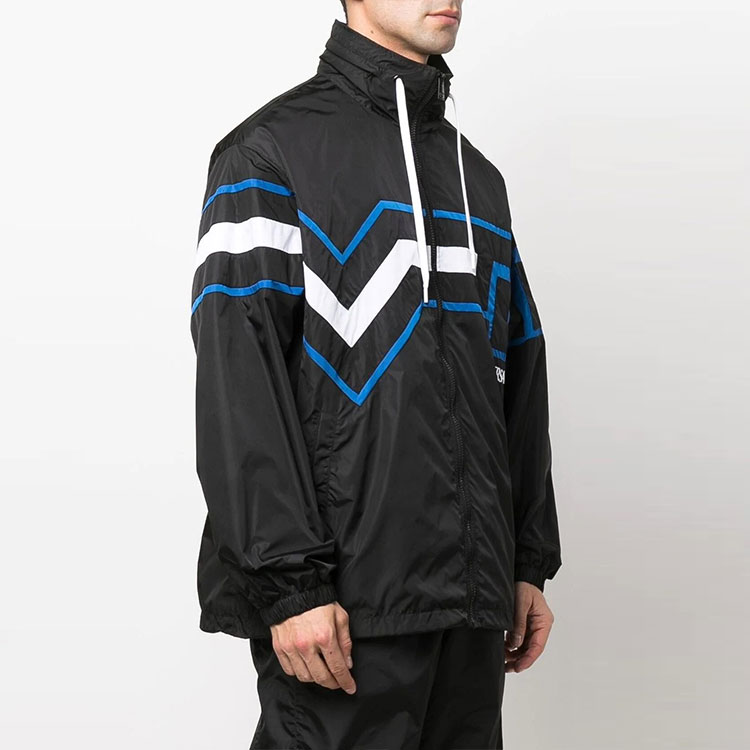 Shop VERSACE SS22  Baroque Logo Print Track Jacket - Black 10036411-A02513-1B000