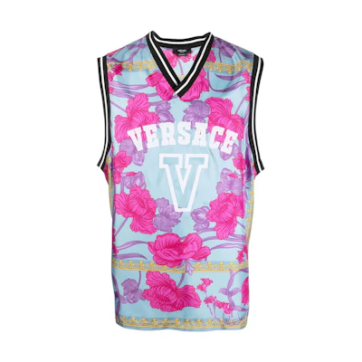 VERSACE SS22 Baroque Print V-Neck Vest Light Blue 10047081-A032535-V250